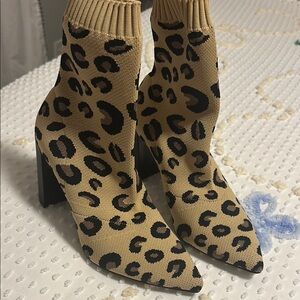 Leopard Print Women's Sock Boots